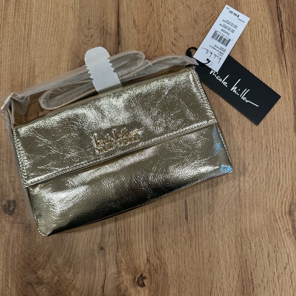 Nicole Miller Handbags - Nicole Miller gold metallic vegan leather shoulder purse bag NWT